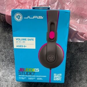 Jlab volume safe JBuddies Studio2 Pink and Black Kids cloudfoam fold Headphones